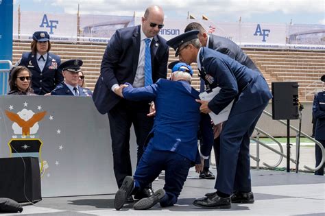 President Joe Biden falls on stage at Air Force Academy graduation in Colorado Springs